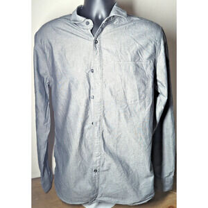 William Rast Men's Long Sleeve Silver Cotton Button Up Shirt Size Large